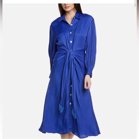 Farm Rio NWT Knotted Midi Dress in Blue Size Small - Picture 5 of 16